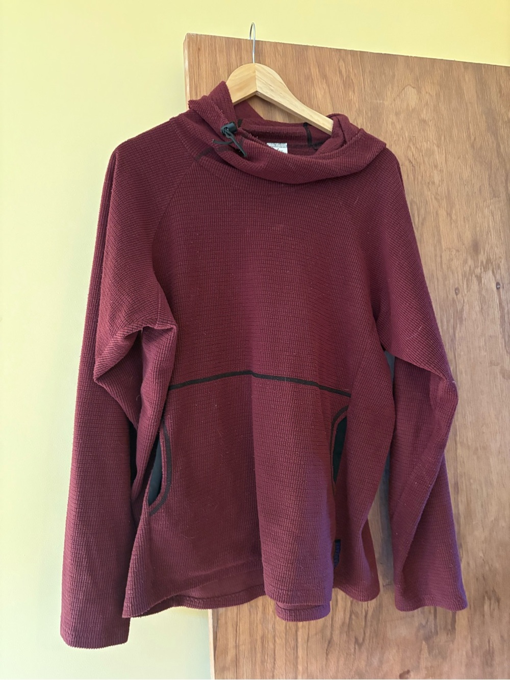Melanzana Maroon Waffle Knit Crewneck Pullover
